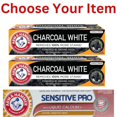 Arm & Hammer Sensitive Pro Daily & Charcoal White Toothpaste Pain Relief 75ml