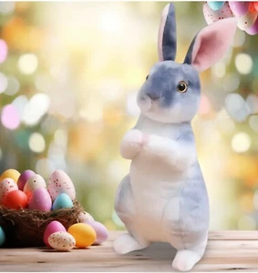 Cute Grey Bunny Rabbit Plush Toy 8” Stuffed Animal SoftFluffy Gift For Kids Gray - Picture 1 of 6