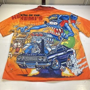 ED BIG DADDY ROTH RAT FINK All Over Print Hot Rod Car Racing SHIRT Sz Mens 3XL - Picture 1 of 4