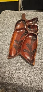 Vassoio vintage decorativo intagliato a mano made in Haiti - Foto 1 di 3