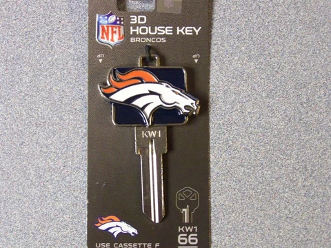Denver Broncos 3D Kwikset house key blank  KW1 Cover