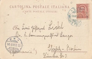 Italy 1900 Ship Mail CAPRI PIROSCAFO POSTALE pmk to Steglitz Germany Napoli ppc - Picture 1 of 2