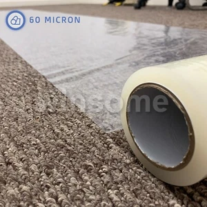 Clear Carpet Protector Film Self Adhesive Roll 60 Micron Water Resistant Floor - Picture 1 of 8
