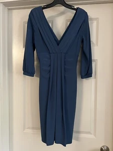 BCBGMAXAZRIA Deep V Back/Front 3/4 Length Sleeve Size XS Teal Blue Liquid Knit - Picture 1 of 10