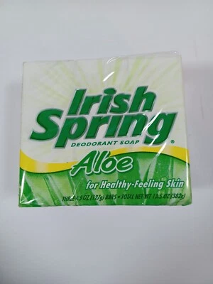 3-Pack Vintage Irish Spring Deodorant Soap ALOE 4.5 oz Bars DISCONTINUED NOS - Image 1 of 4