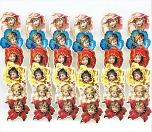 6 VICTORIAN FLOWER CHILDREN BOOKMARK s / Christmas Gift Tags for Books! Shackman - Picture 1 of 2