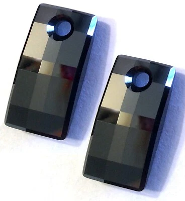 (Set of 2) Swarovski 6696 Crystal Urban Pendants Jet Hematite, 20mm x 10mm - Image 1 of 4