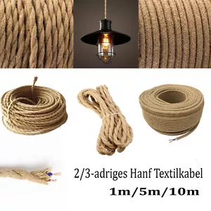 2-adriges 3-adriges Textilkabel Stoffkabel Lampenkabel rund und gedreht hanfseil - Bild 1 von 46