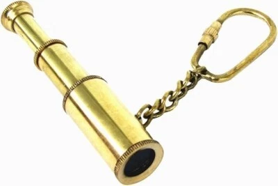 Miniature Collapsible Telescope Keychain, Solid Brass, Functional - Image 1 of 3