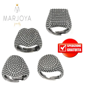 Anello con borchie ovale,quadrato,tondo e cuore in argento 925 brunito,puntinato - Imagen 1 de 17