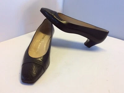 Zapatos RENE MANCINI Paris Cuero Negro Tacones Gruesos Sin Cordones Puntera Talla 39.5 EU Foto 1 de 4