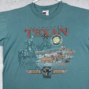 Camisa de colección Texas para hombre grande verde no te metas con Texas puntada única años 90 - Imagen 1 de 8