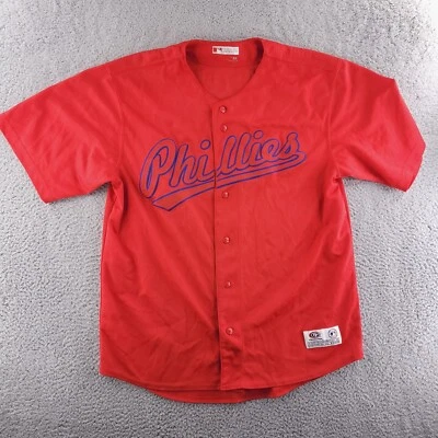 Camiseta de los Phillies True Fan para hombre grande malla roja MLB botón de béisbol en la parte delantera Foto 1 de 4
