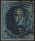 (TV05486) Belgio  1849-50  Leopoldo I°  20c. azzurro (N°4) usato