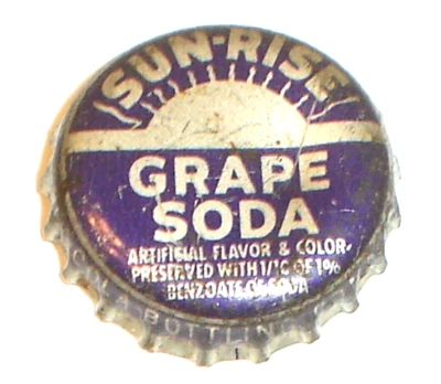 Vintage Sun-Rise Grape Soda Cork Lined Bottle Cap Crown SunRise Dubuque, Iowa - Image 1 of 4