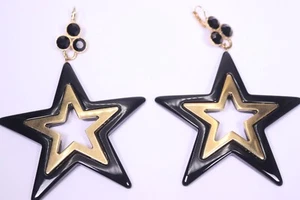 Dolce & Gabbana Stelle Stern Kristall Ohrringe schwarz gold - sehr gut - - Picture 1 of 10