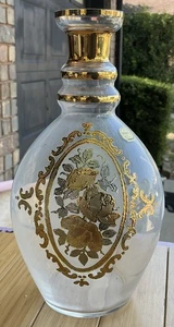Vaso vintage Moser Bohemien vetro dorato e smalto floreale 9" Bud - scheggiato - Foto 1 di 7