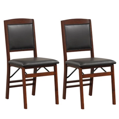 Pack de 2 sillas plegables sillas de comedor plegables con asiento acolchado de PVC y respaldo alto Foto 1 de 4