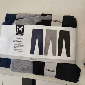 Members Mark 3pack Girls Favorite Leggings 4/5 Black, Navy, Grey - Picture 1 of 1