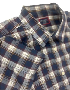 UNTUCKit Camicia Antirughe Uomo 2XL Blu Plaid Barossa Bottoni Manica Lunga - Foto 1 di 24