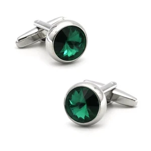 Gemelos Charles William verdes diseño plata esmeralda envío rápido Reino Unido - Imagen 1 de 8