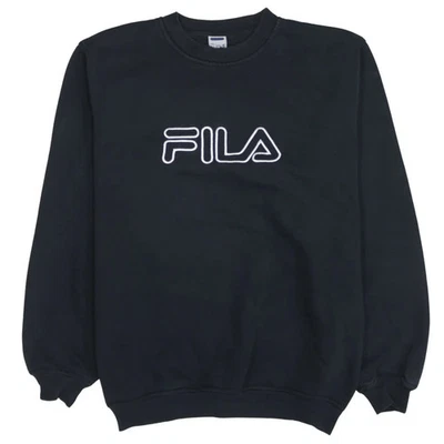 Sudadera Fila Años 90 Spellout Cuello Redondo Grande Negra Foto 1 de 4