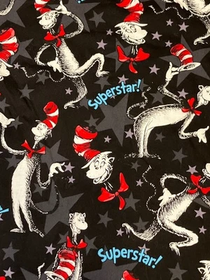 Blusa Médica Dr. Seuss XL Superstar Cat In The Hat Negra/Roja - 100% Algodón Foto 1 de 4