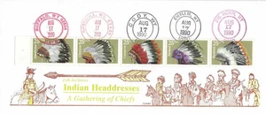 US Sc# 2501-2505 25c INDIAN HEADDRESSES GAMM MULTI CANCEL FDC CODY BUFFALO WY - Picture 1 of 1