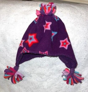 Baby Gap Girl's Purple Fleece Winter Trapper Pom Pom Hat Medium Large 4 5 Yrs - Picture 1 of 1