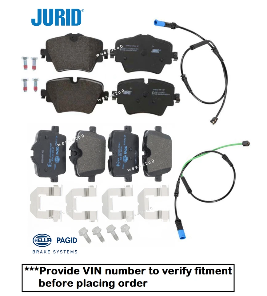 Front & Rear Brake Pad Set +Sensor OES for BMW G20 330i 330e / xDrive Sedan - Image 1 of 1