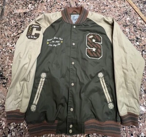 Spring Field Classic By Raw Blue Captain Olive Sleeved Varsity Jacket Size XL - Picture 1 of 17