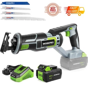 WORKPRO 20V Variable Speed Cordless Reciprocating Saw, 4 Saw Blades Included - Picture 1 of 9