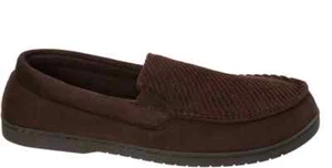 DearFoams Men's Jason Corduroy Moccasin Slipper, Brown - Picture 1 of 7