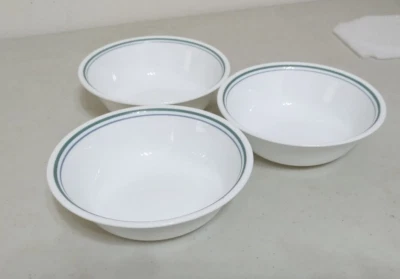 Country Cottage Corelle Cereal Fruit Desert Bowls 3 Green & Blue 6.25" Microwave - Image 1 of 3
