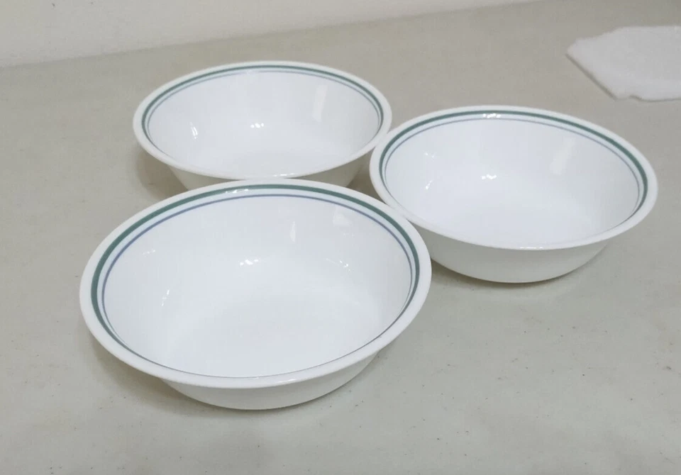 Country Cottage Corelle Cereal Fruit Desert Bowls 3 Green & Blue 6.25" Microwave - Image 1 of 3