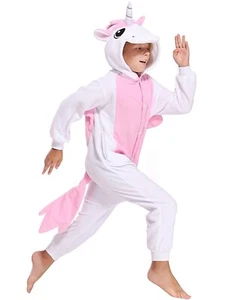 Kids Unisex Unicorn One Piece Pajamas Animal Cosplay Costume Sleepwear Size 4-6 - Picture 1 of 3