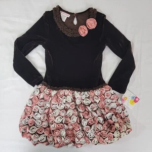 Jessica Ann brown pink long sleeve party church holiday dress NEW girls Size 6X - Picture 1 of 9