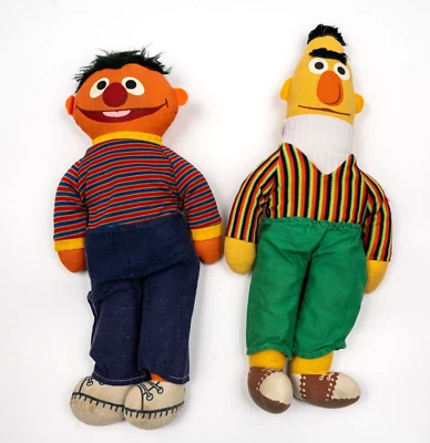 2 Knickerbocker, Bert 15"  Ernie 14” Tall. Sesame Street Dolls. 1970S - Image 1 of 4