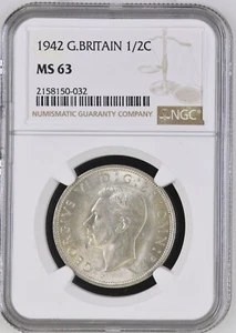 Great Britain - 1942 George VI Silver 1/2 Crown - NGC MS63 - Picture 1 of 2