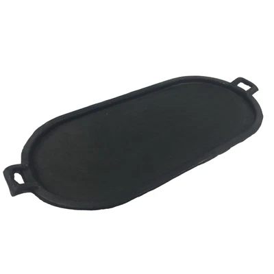 ORO IMPORT Heavy Duty Tortilla Cast Iron Griddle Oval Skillet Comal Flat Pan 18 Inches