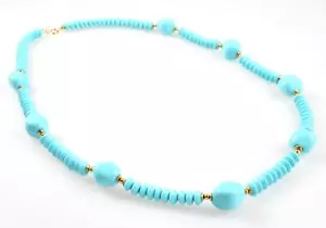 Necklace in Regenerated Turquoise and 18KT Yellow Gold 750‰ - Picture 1 of 3