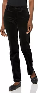 NWT NYDJ Women's Marilyn Straight Leg Velvet Jeans Black Size 4 $179 4C677 - Picture 1 of 3