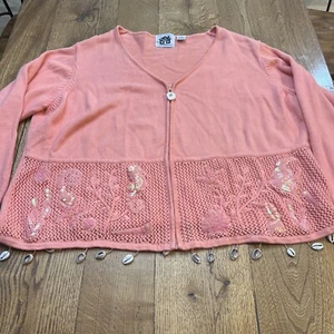 Storybook Knits Vintage Beach Shell Knit Horse Sweater Cardigan, Women's 3X - Picture 1 of 11