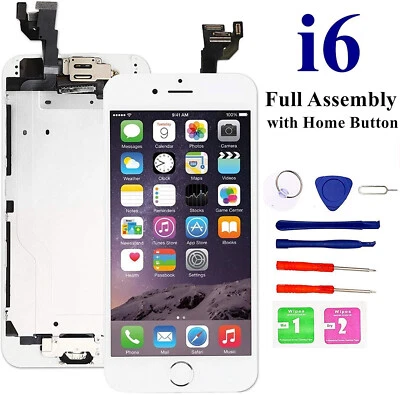 For iPhone 6 White Full Display LCD Screen Replacement Digitizer Camera +Button - Image 1 of 4