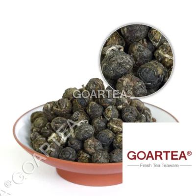 GOARTEA Premium Jasmine Dragon Pearl Loose Leaf Chinese Green Tea Hand Rolled - Image 1 of 4