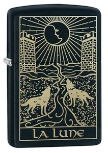 Zippo Wolf Lighters Black Matte Tarot Card - Picture 1 of 6