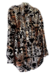 ***Anthropologie PLENTY Tracy Reese Sz L Tunic SHIRT black multi! - Picture 1 of 5