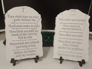 Church 10 commandments Tablets - 3d printed, 9x6 Inches - 2 FREE Black Stands - Picture 1 of 9