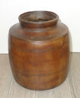 Old Wood Jar Primitive Hand Carved One Solid Piece of Wood