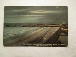 New Jersey Postcard Million Dollar Pier Boardwalk at night Atlantic City 1912 NJ - Picture 1 of 2